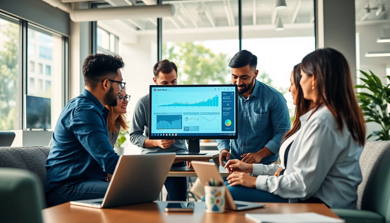 Team providing managed IT services Lakeland collaborating in a modern office setting.