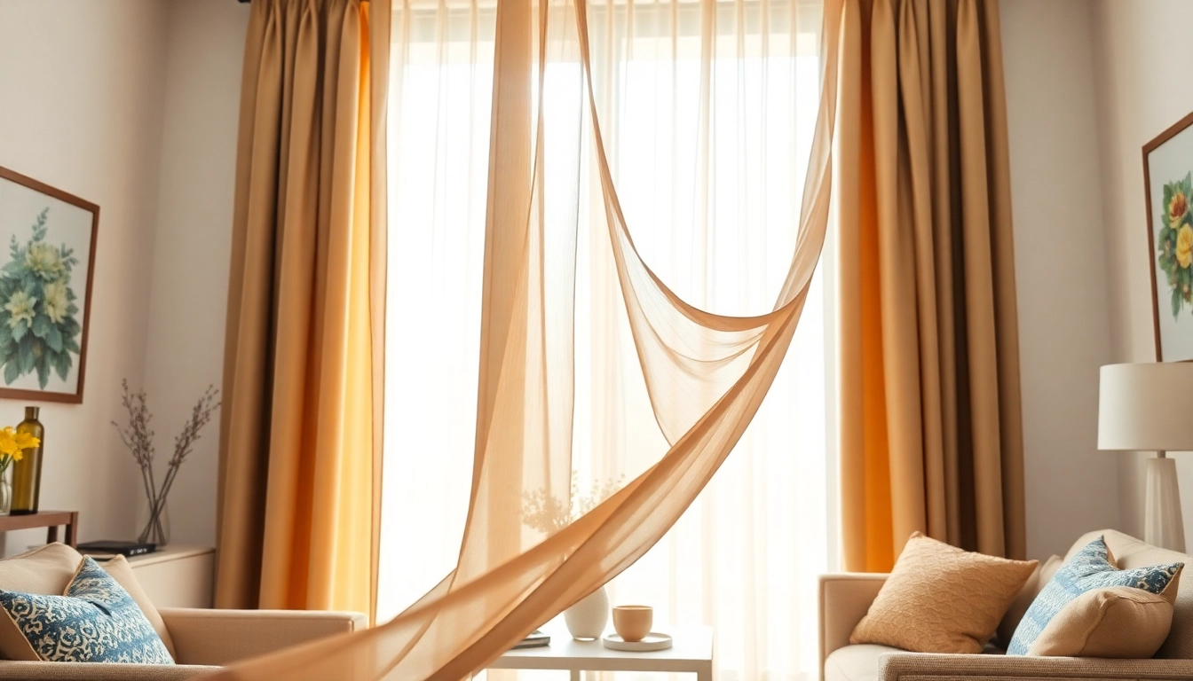 Bekijk stof voor gordijnen in een sfeervolle kamer met elegante gordijnen.