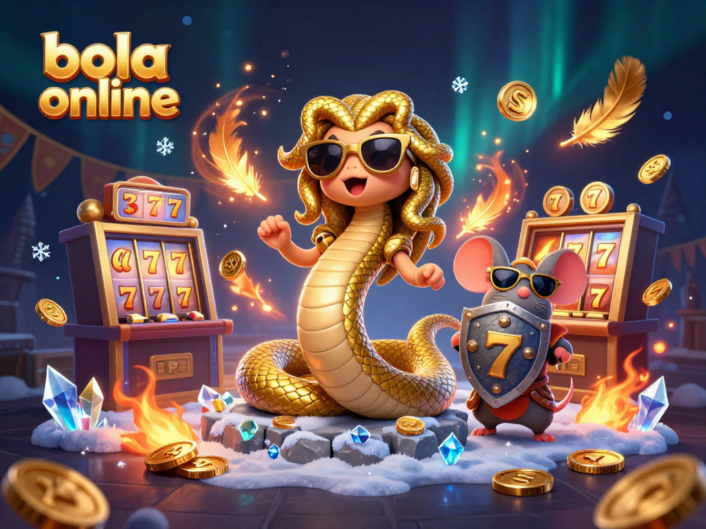Experience exciting gameplay with bola online in this vibrant casino-themed illustration featuring Medusa and a warrior mouse.