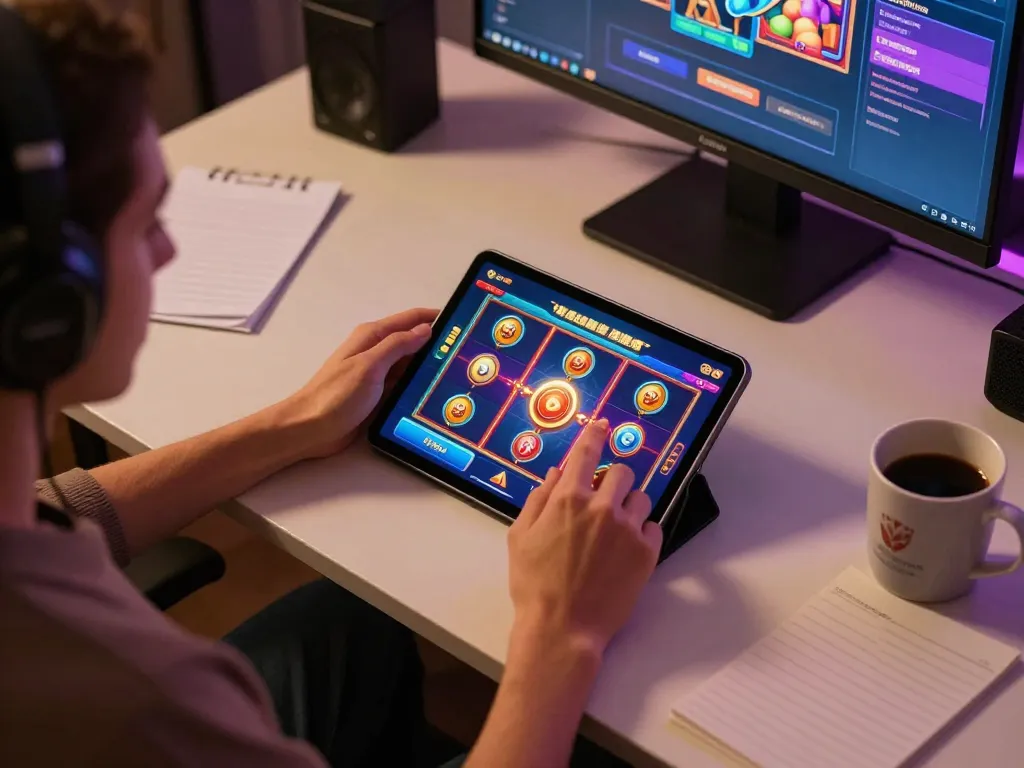 Engaging online gaming session with เว็บสล็อตตรง theme showcasing interactive slot gameplay on tablet
