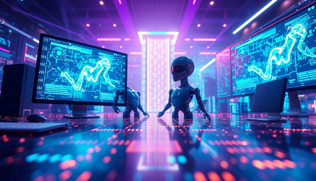 Innovative AI porn technology showcased in a futuristic digital landscape