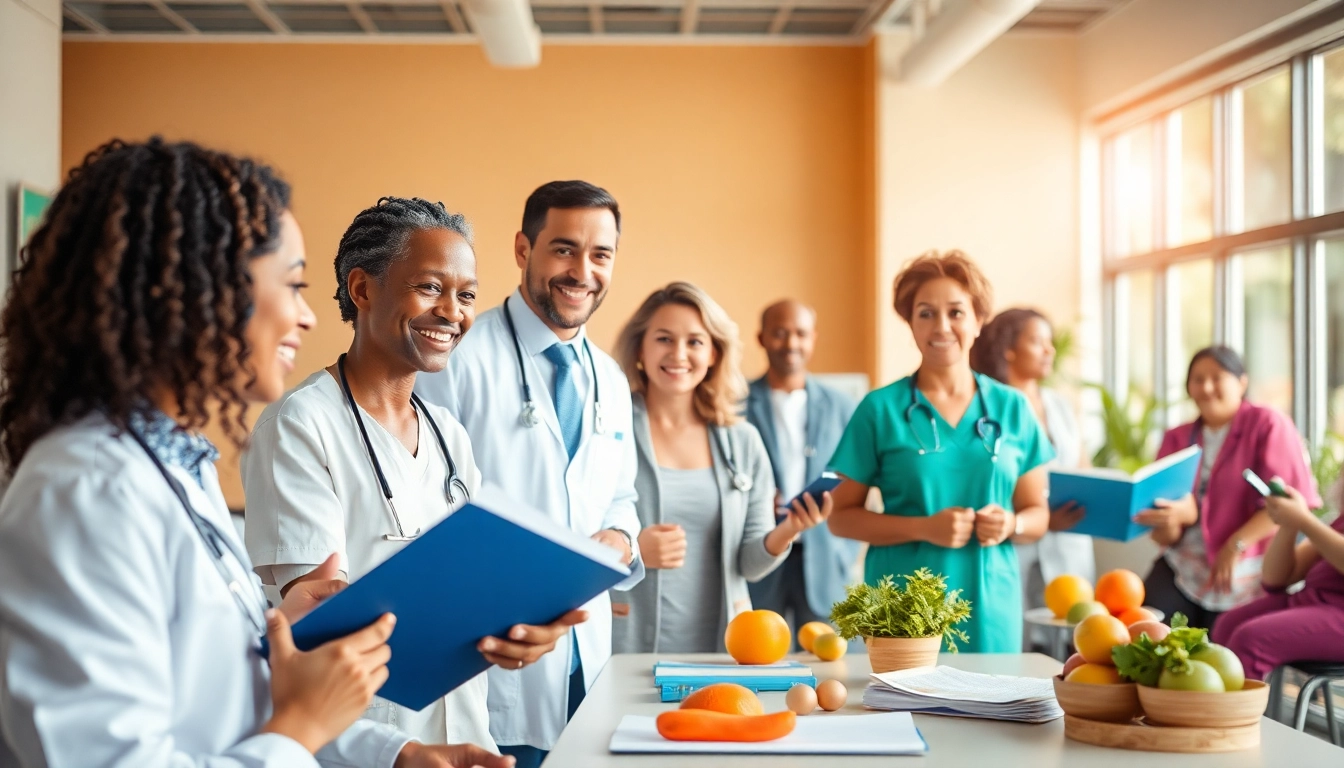 Promoting health through a diverse group engaged in wellness activities.