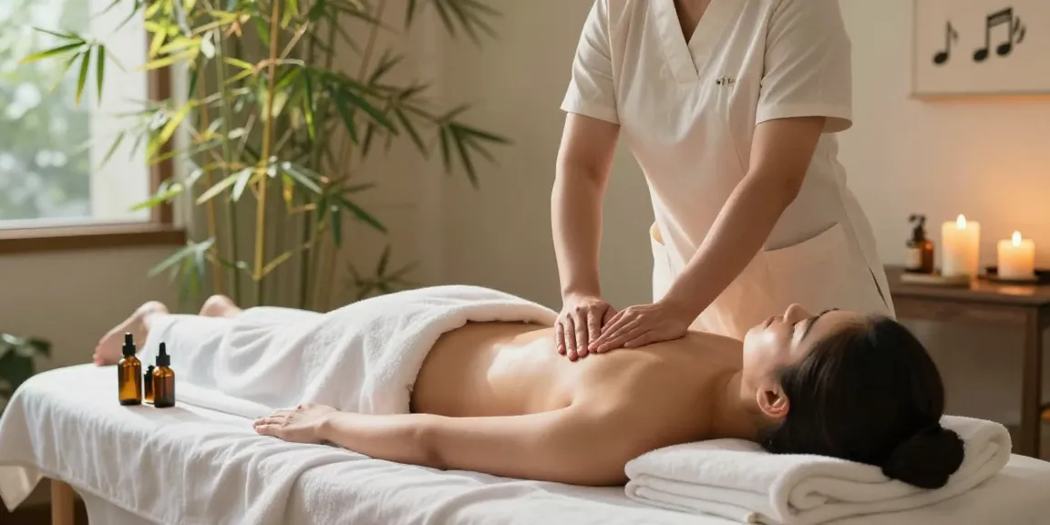Relaxing Swedish massage session at makangs.com wellness spa, showcasing serene atmosphere with therapist and calming decorations.