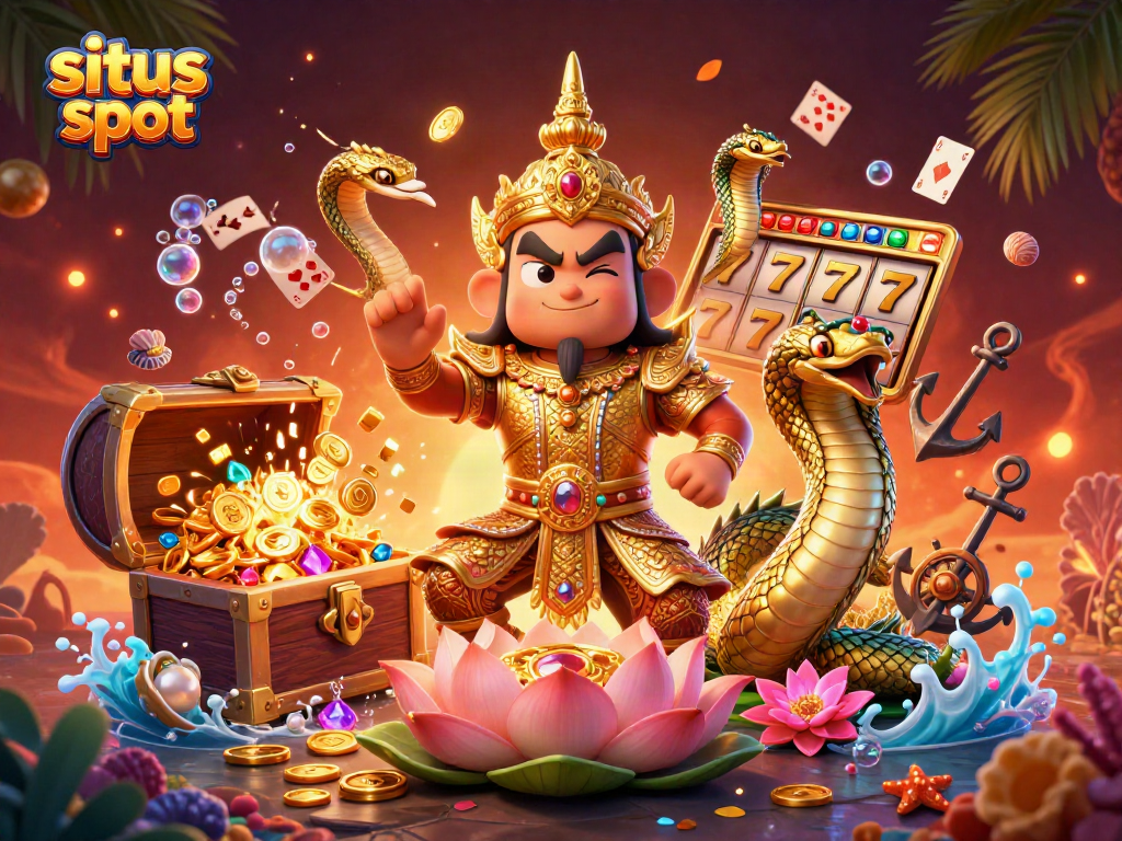 Experience thrilling gameplay at situs slot with a vibrant illustration of winning symbols and dynamic characters.