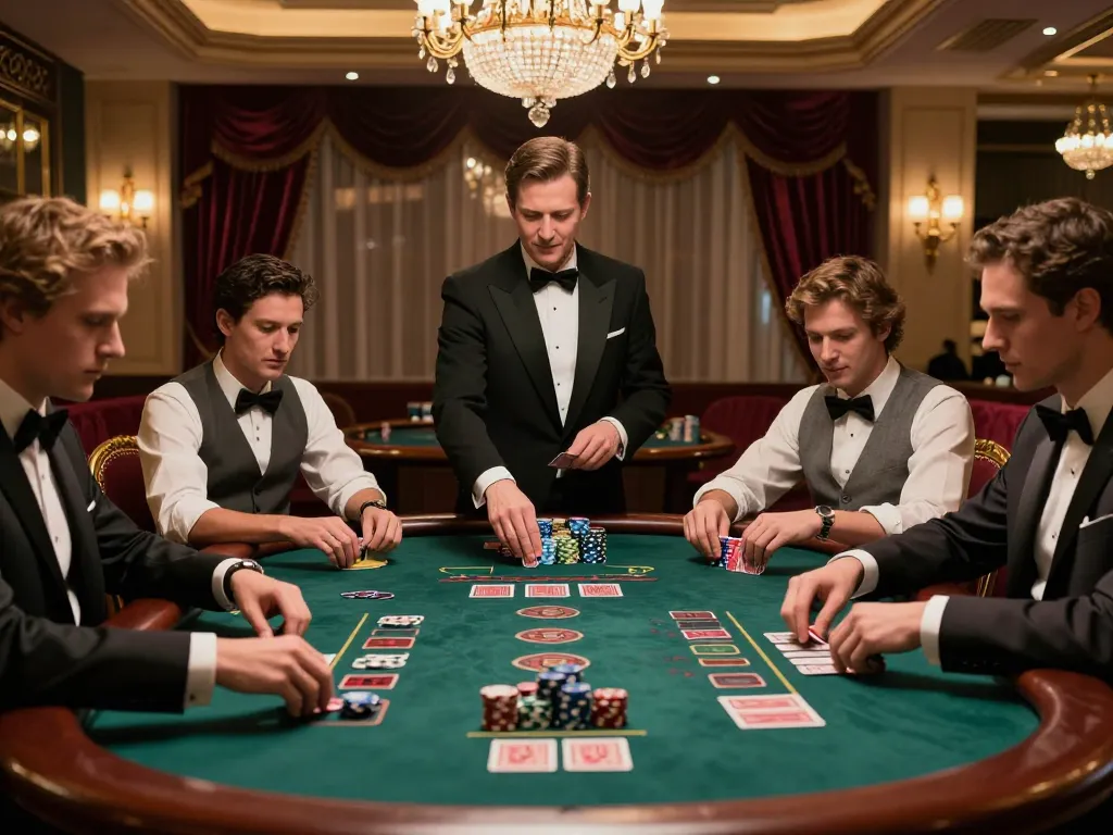 Engaged players at Fun88 com blackjack table showcasing strategic gameplay in a luxurious casino.