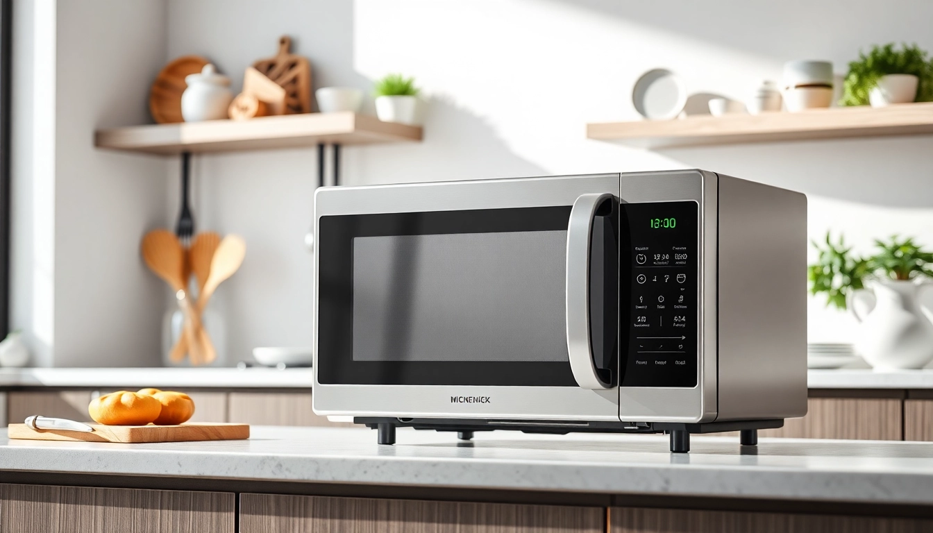 Showcase of stylish microwave oven emphasizing Microwave Oven Sales in a modern kitchen.