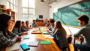 Engaged students collaborating on projects showcasing the concept of Education.