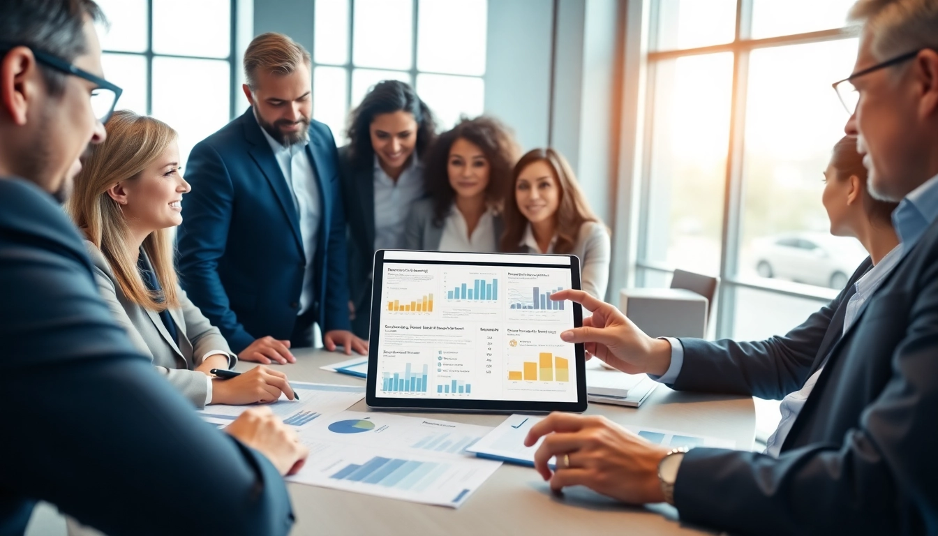 Engaged team discussing Disaster Recovery Planning strategies with data on a tablet.