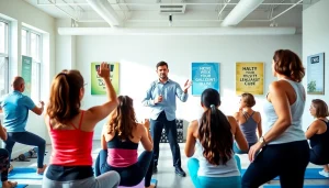 Enhance your healthspan with a professional wellness coach in a vibrant and energetic gym setting.