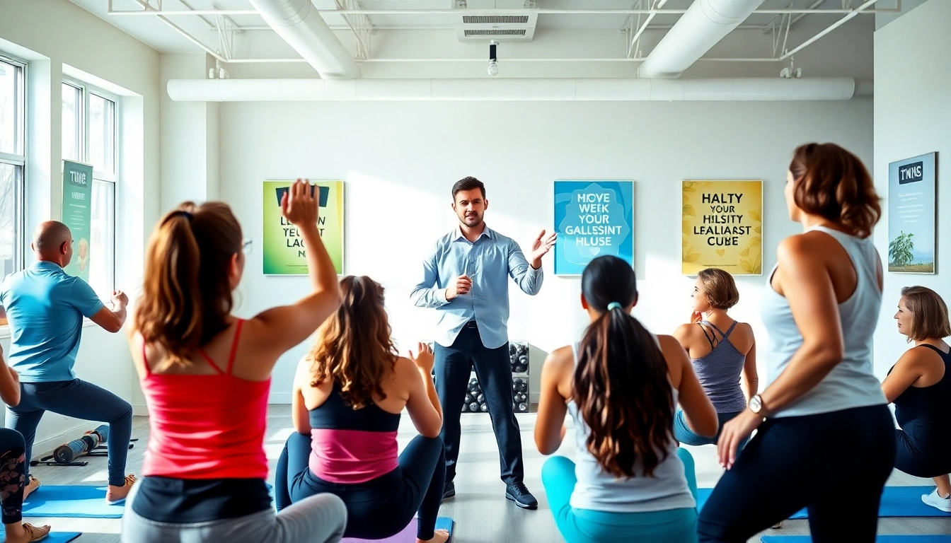 Enhance your healthspan with a professional wellness coach in a vibrant and energetic gym setting.