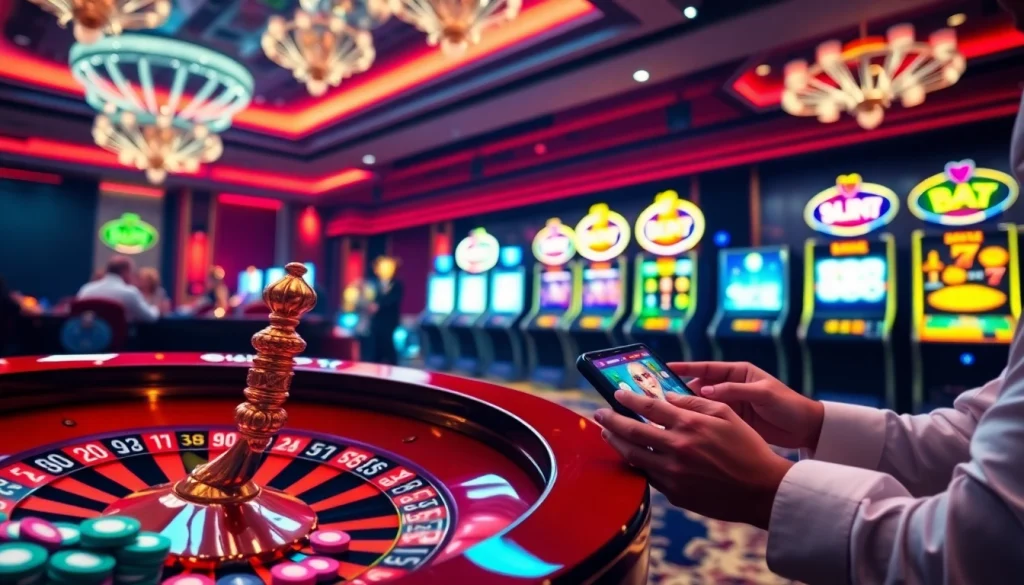 Exciting online gambling action showcasing the ink vao 12bet experience with vibrant roulette and poker chips.
