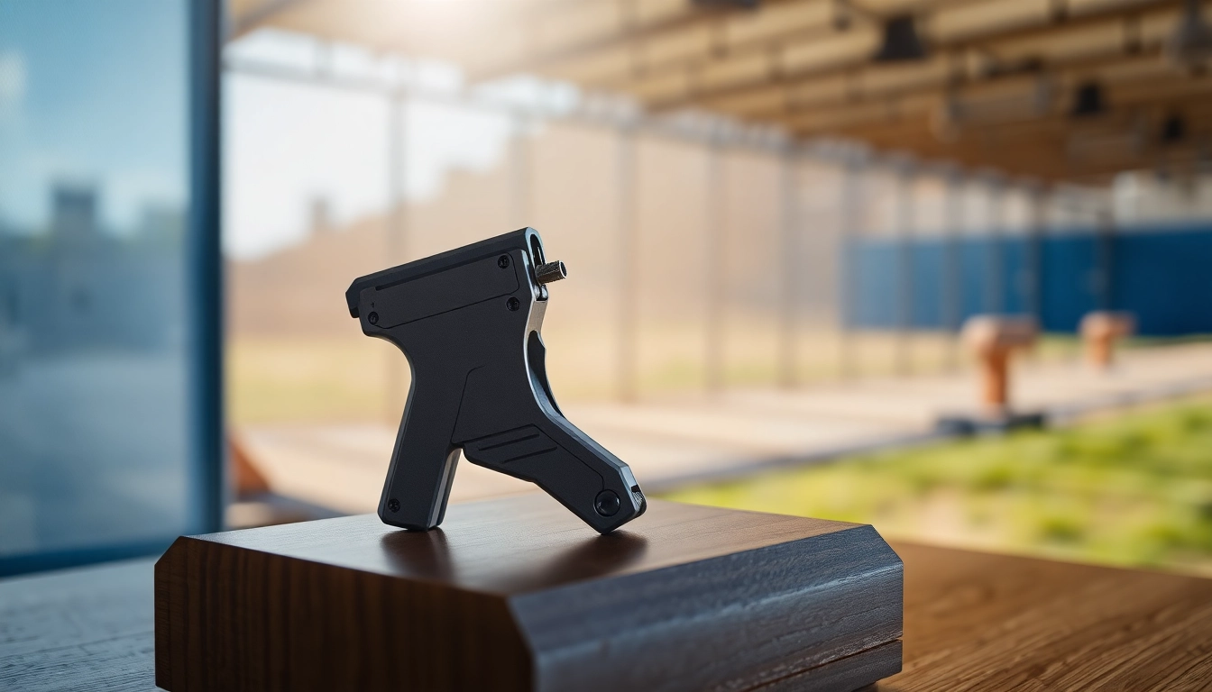 Showcasing a forced reset trigger for sale on a modern display, emphasizing precision and quality.