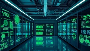 Visual of a trusted cloud mining sites facility showcasing renewable energy sources and advanced technology.