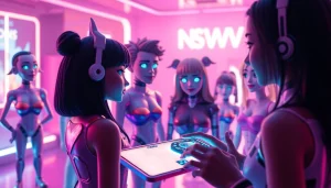 Engaging with free NSFW character AI in a vibrant digital environment with neon colors.