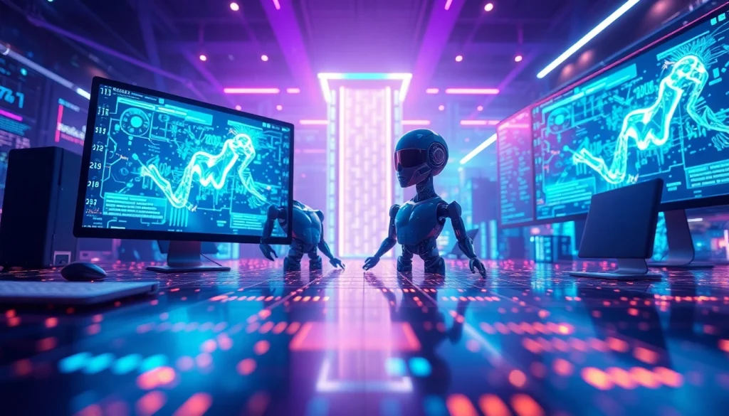 Innovative AI porn technology showcased in a futuristic digital landscape