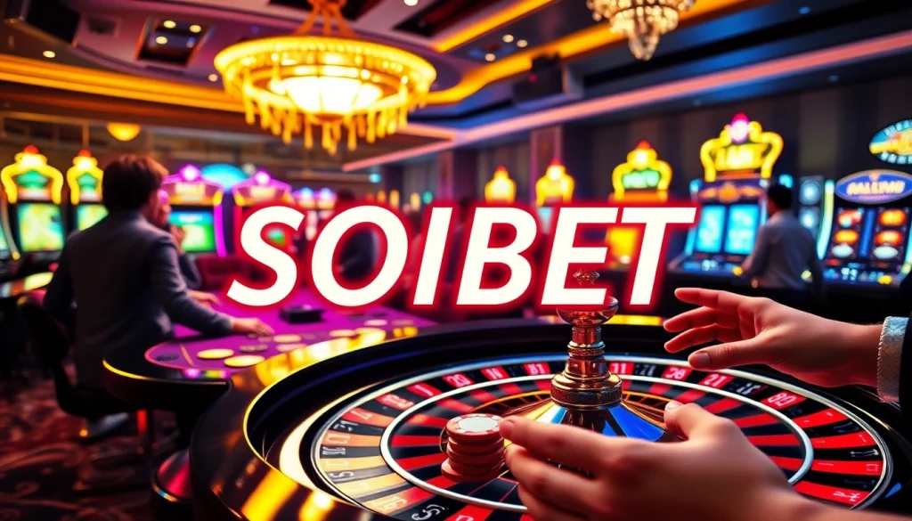 Experience thrilling gaming action at SOIBET with poker chips and roulette excitement.