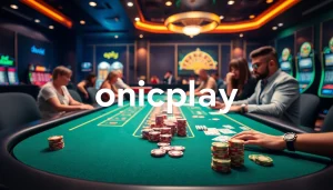 Engage in thrilling casino gameplay at onicplay with sleek tables, vibrant slots, and focused players.