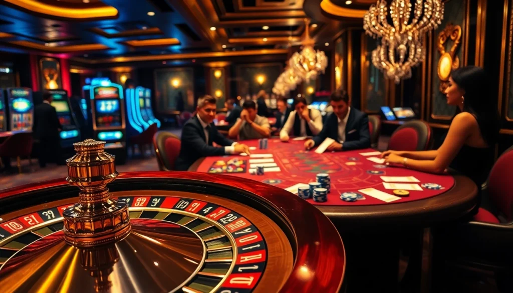 Exciting gameplay reflecting hidden wiki current status in a luxurious casino scene with roulette and poker tables.